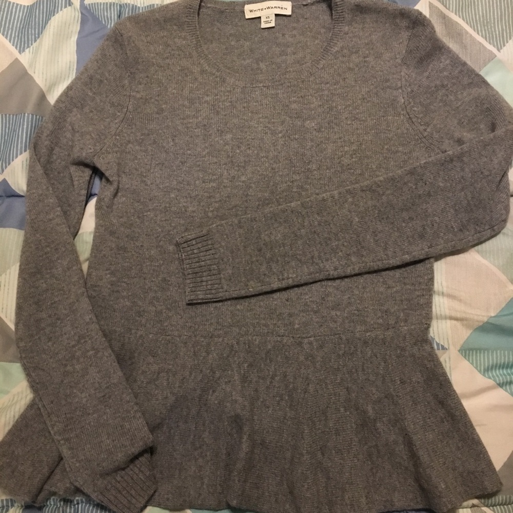 White + Warren 100% cashmere peplum sweater
